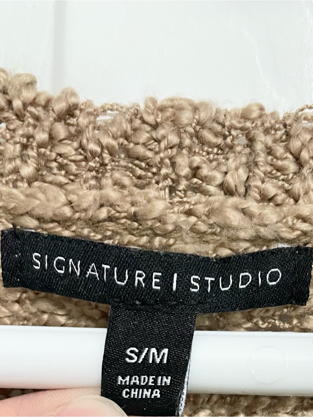 Signature Studio Tan Fringe-Hem Crewneck Sweater - Picture 3 of 3